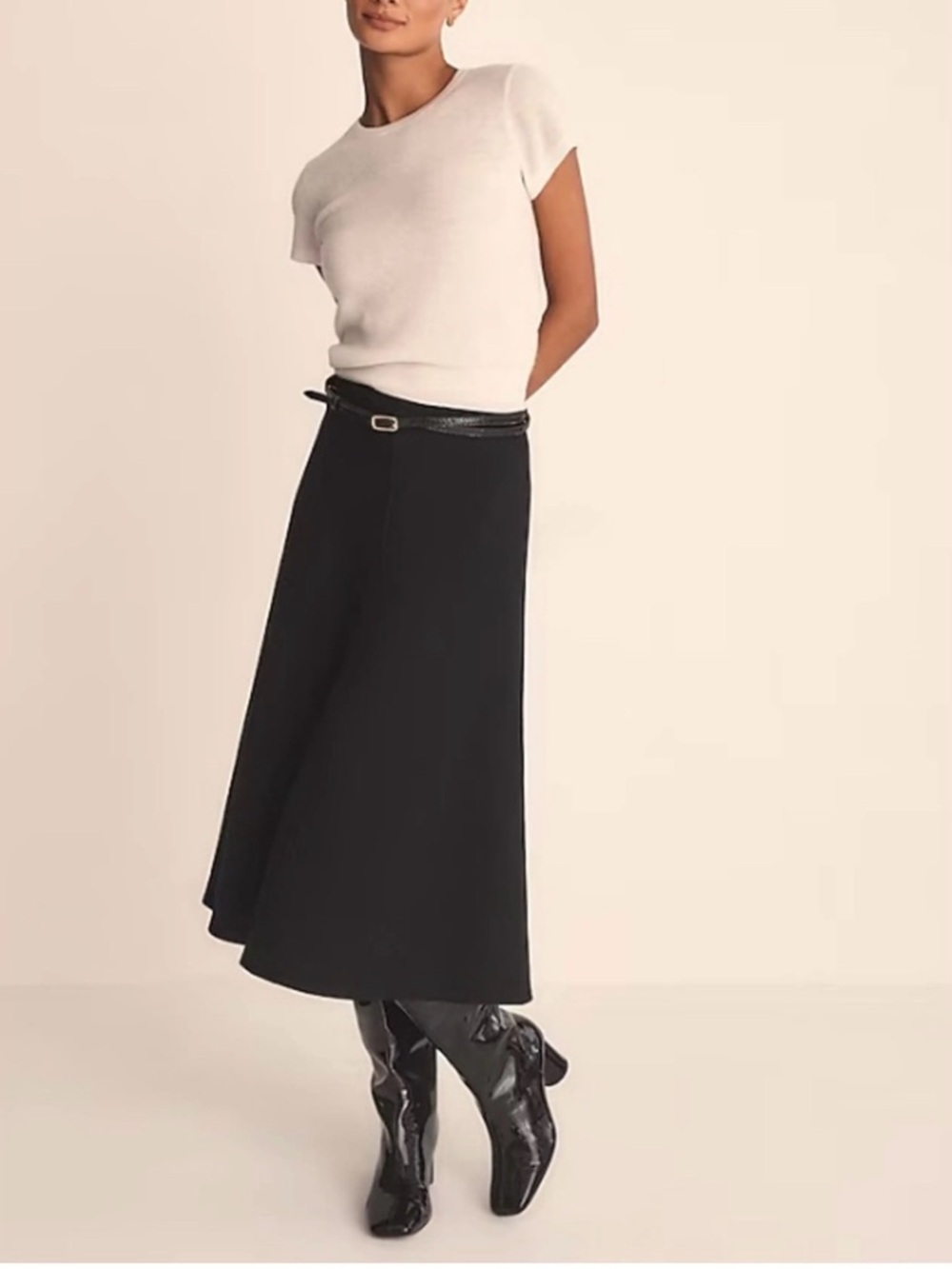 J. Crew Black Midi A-Line Skirt